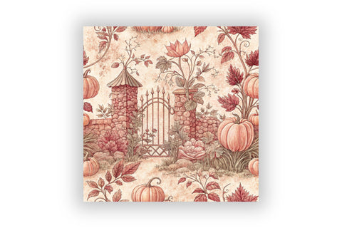 Dusty Rose Pumpkin Patch Toile Paper, Seamless Watercolor Pattern Bundle, Printable Scrapbook Paper, Romantic Autumn Design Collection Digital Pattern FloridPrintables 