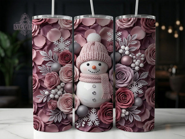 Dusty Rose Snowman 20oz Tumbler, Dusty Rose Snowman, Snowman Tumbler Wrap, Dusty Rose Tumbler, 20oz Tumbler Wrap, Winter Tumbler PNG, Snowman Sublimation, Dusty Rose PNG Sublimation SvggirlplusArt 