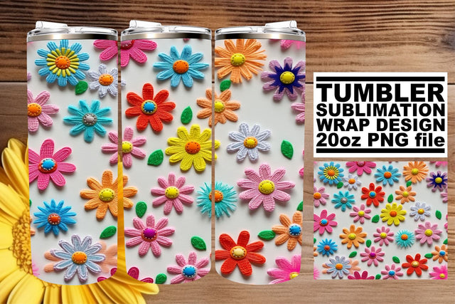 Dynamic 3D Flower Pattern Tumbler Design - Spring Refresh Sublimation afrosvg 