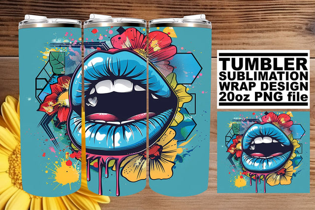 Dynamic Colorful Lips Tumbler Design – 20oz Sublimation Wrap Sublimation afrosvg 