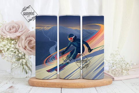 Dynamic Skiing Scene 20oz Tumbler Wrap Sublimation sassyprint 