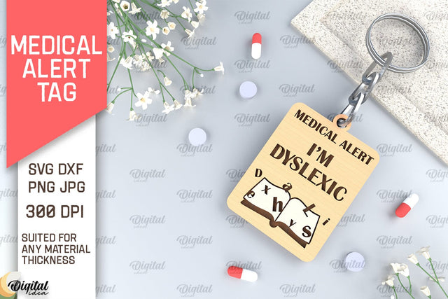 Dyslexic Alert Tag SVG. Medical Alert Tag Laser Cut SVG Evgenyia Guschina 