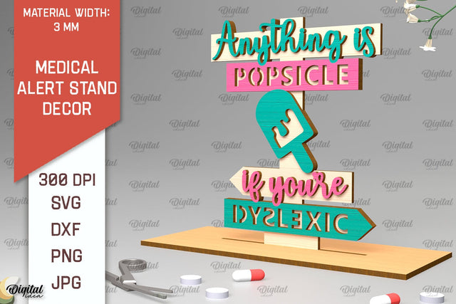 Dyslexic Medical Alert Stand Laser Cut. Medical Decor SVG SVG Evgenyia Guschina 