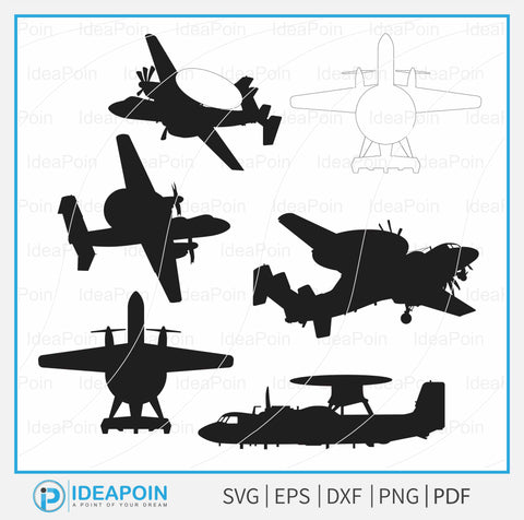 E-2 Hawkeye Airborne svg, E-2C Hawkeye Aircraft Silhouette, E-2 Hawkeye Airborne Early Warning, E-2 Hawkeye Military Aircraft silhouette, E-2C Hawkeye Top View, E-2D Hawkeye Download, E-2 Hawkeye SVG Dinvect 