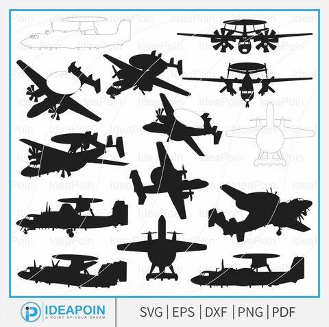E-2 Hawkeye Airborne svg, E-2C Hawkeye Aircraft Silhouette, E-2 Hawkeye Airborne Early Warning, E-2 Hawkeye Military Aircraft silhouette, E-2C Hawkeye Top View, E-2D Hawkeye Download, E-2 Hawkeye SVG Dinvect 