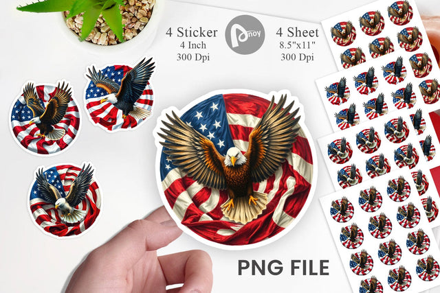 Eagle 4th of July Sticker Sublimation artnoy 