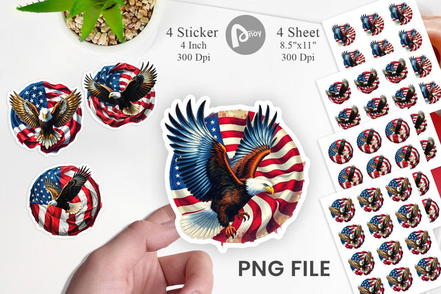 Eagle 4th of July Sticker Sublimation artnoy 