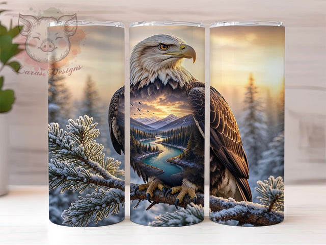 Eagle Alpine Exposure 20oz Tumbler, Eagle Design, Alpine Scenery, Mountain Vibes, Nature Inspired, Bold Style, 20oz Wrap, Sublimation Tumbler Sublimation Lara' s Designs 