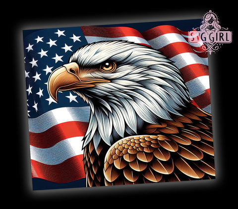Eagle American Flag 20oz Tumbler Wrap Sublimation Design, Straight Tapered Tumbler Wrap, 4th of July Tumbler Png, Instant Digital Download Sublimation SvggirlplusArt 