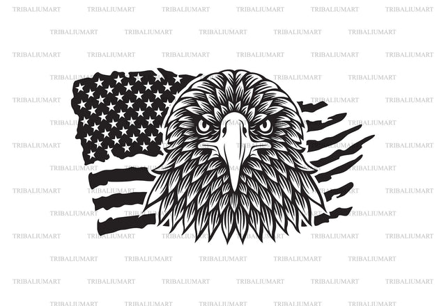 Eagle and USA grunge flag SVG TribaliumArtSF 