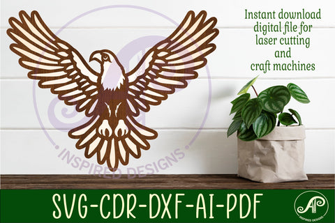 Eagle detailed cut out wall art sign SVG laser cut file SVG APInspireddesigns 