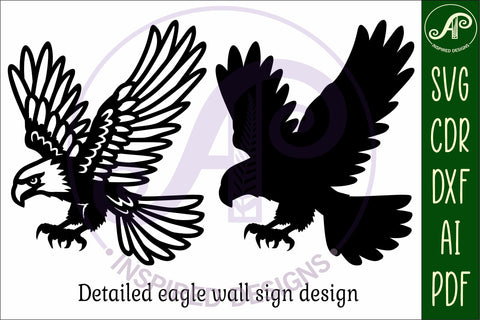 Eagle detailed cut out wall art sign SVG laser cut file SVG APInspireddesigns 