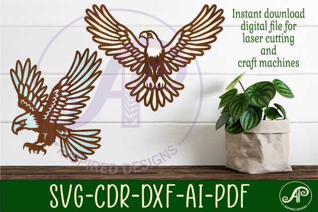 Eagle detailed cut out wall art sign SVG laser cut file SVG APInspireddesigns 