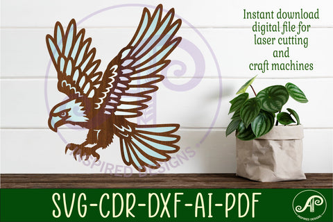 Eagle detailed cut out wall art sign SVG laser cut file SVG APInspireddesigns 