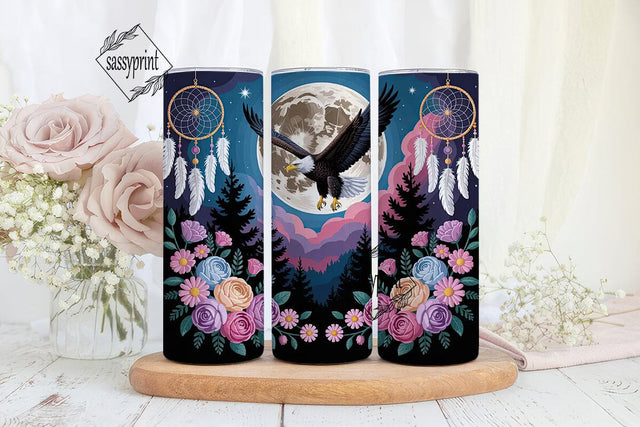 Eagle Dreamcatcher Floral 20oz Tumbler Sublimation sassyprint 