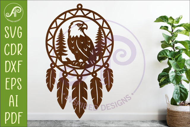Eagle Dreamcatcher Laser Cut File, Wild Animal Wall Art SVG SVG APInspireddesigns 