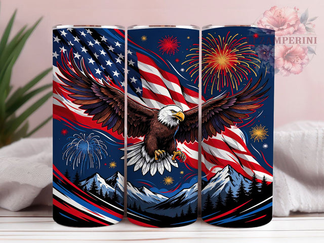 Eagle Flag Flight 20oz Tumbler, Eagle Flight, American Flag, Patriotic Theme, Freedom Symbol, Majestic Bird, Skinny Tumbler, Sublimation PNG Sublimation Li Zamperini 