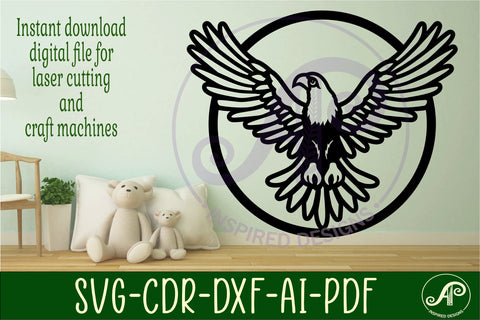 Eagle front on wall sign svg laser cut design SVG APInspireddesigns 