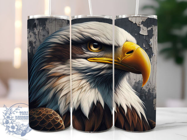 Eagle Grunge 20oz Skinny Tumbler, Eagle Tumbler Png, Straight & Tapered Tumbler Wrap, Instant Digital Download Sublimation ToriDesigns 