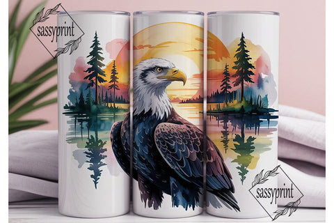 Eagle Sunset Lake 20oz Tumbler Wrap Sublimation sassyprint 