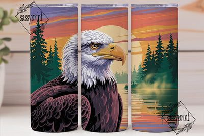 Eagle Sunset Lake 20oz Tumbler Wrap Sublimation sassyprint 