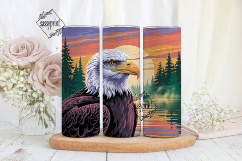 Eagle Sunset Lake 20oz Tumbler Wrap Sublimation sassyprint 
