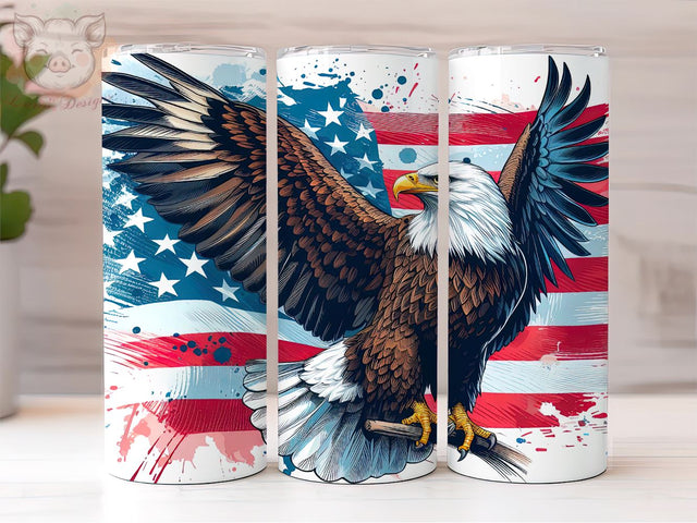 Eagle USA Flag 20 Oz Skinny Tumbler Wrap, American Flag PNG Downloads, 20oz Tumbler Png, Sublimation Design, Digital, Digital Download PNG Sublimation Lara' s Designs 