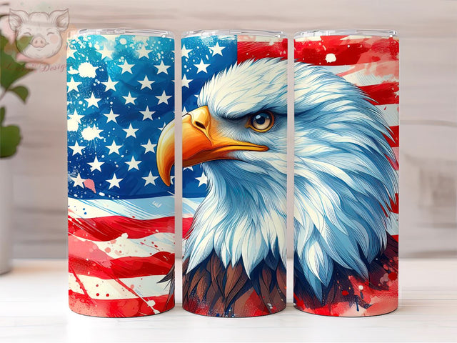 Eagle USA Flag 20 Oz Skinny Tumbler Wrap, American Flag PNG Downloads, 20oz Tumbler Png, Sublimation Design, Digital, Digital Download PNG Sublimation Lara' s Designs 