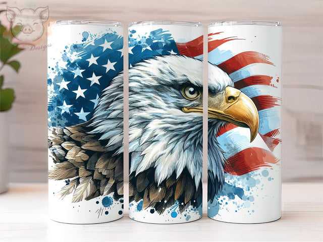 Eagle USA Flag 20 Oz Skinny Tumbler Wrap, American Flag PNG Downloads, 20oz Tumbler Png, Sublimation Design, Digital, Digital Download PNG Sublimation Lara' s Designs 