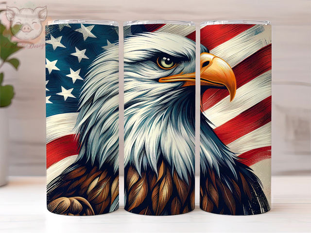 Eagle USA Flag 20 Oz Skinny Tumbler Wrap, American Flag PNG Downloads, 20oz Tumbler Png, Sublimation Design, Digital, Digital Download PNG Sublimation Lara' s Designs 