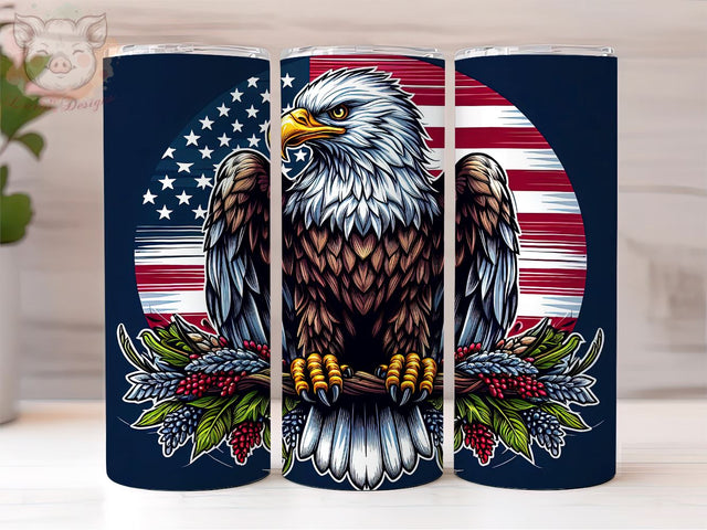 Eagle USA Flag 20 Oz Skinny Tumbler Wrap, American Flag PNG Downloads, 20oz Tumbler Png, Sublimation Design, Digital, Digital Download PNG Sublimation Lara' s Designs 