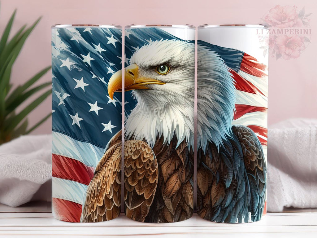 Eagle USA Flag 20 Oz Skinny Tumbler Wrap, Eagle Wrap Sublimation PNG ...