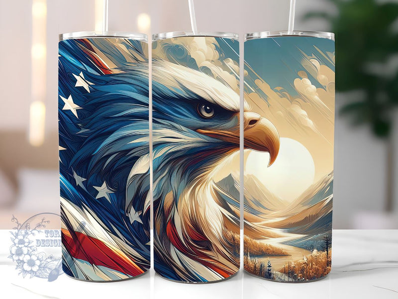 Eagle USA Flag 20 Oz Skinny Tumbler Wrap Sublimation StraightTapered Tumbler PNG File Digital Download, Eagle Wrap Sublimation PNG Sublimation ToriDesigns 