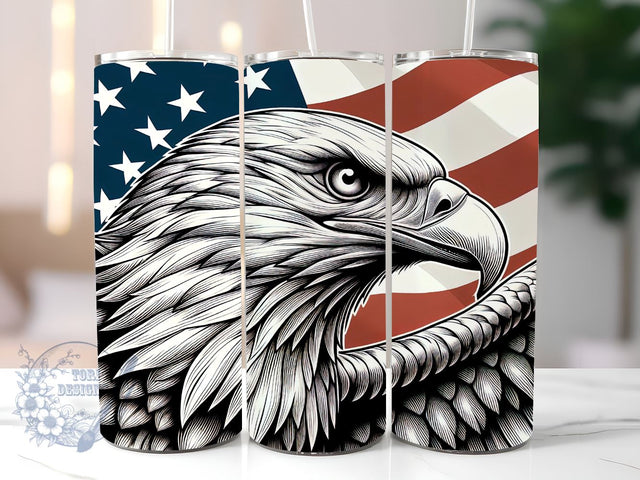 Eagle USA Flag 20 Oz Skinny Tumbler Wrap Sublimation StraightTapered Tumbler PNG File Digital Download, Eagle Wrap Sublimation PNG Sublimation ToriDesigns 