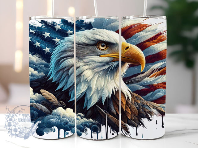 Eagle USA Flag 20 Oz Skinny Tumbler Wrap Sublimation StraightTapered Tumbler PNG File Digital Download, Eagle Wrap Sublimation PNG Sublimation ToriDesigns 