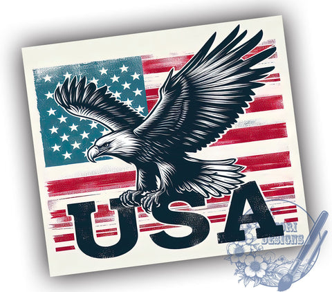 Eagle USA Flag 20oz Skinny Tumbler, Patriotic American Tumbler Png, Straight & Tapered Tumbler Wrap, Instant Digital Download Sublimation ToriDesigns 