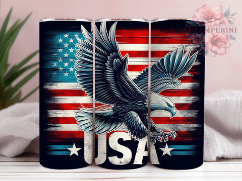 Eagle USA Flag 20oz Tumbler Wrap PNG, Patriotic Eagle Tumbler Png, Straight & Tapered Tumbler Wrap, Instant Digital Download Sublimation Li Zamperini 