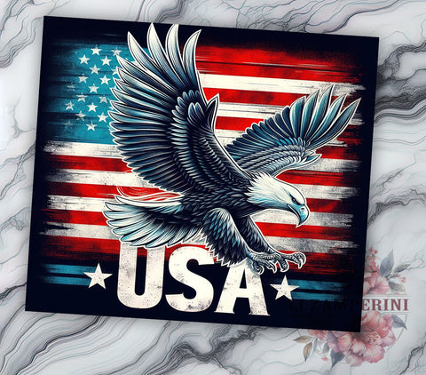 Eagle USA Flag 20oz Tumbler Wrap PNG, Patriotic Eagle Tumbler Png, Straight & Tapered Tumbler Wrap, Instant Digital Download Sublimation Li Zamperini 