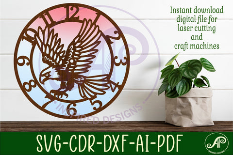 Eagle wall clock laser cut files, SVG file design SVG APInspireddesigns 