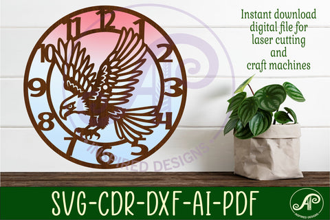 Eagle wall clock laser cut files, SVG file design SVG APInspireddesigns 