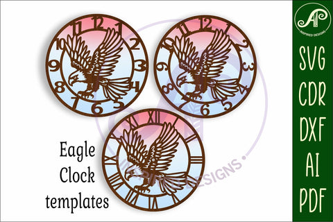 Eagle wall clock laser cut files, SVG file design SVG APInspireddesigns 