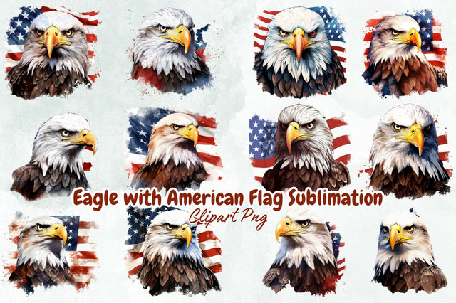 Eagle with American Flag Sublimation Bundle Sublimation Designangry 