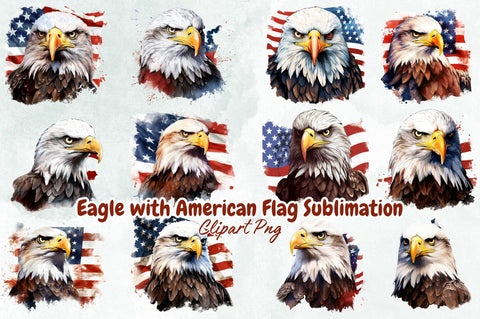 Eagle with American Flag Sublimation Bundle Sublimation Designangry 