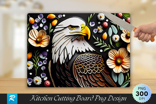 Eagle With Flowers Cutting Board Sublimation Regulrcrative 