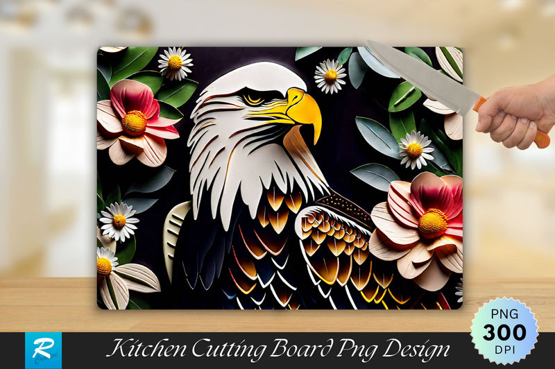 Eagle With Flowers Cutting Board Sublimation Regulrcrative 
