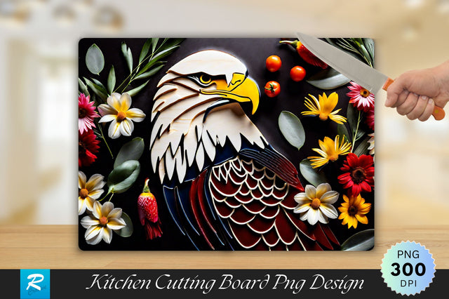 Eagle With Flowers Cutting Board Sublimation Regulrcrative 