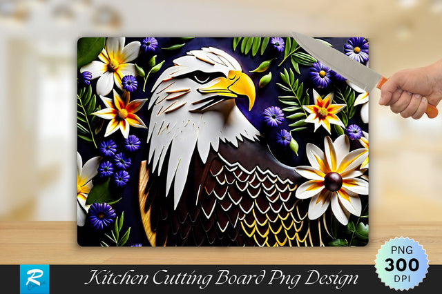 Eagle With Flowers Cutting Board Sublimation Regulrcrative 