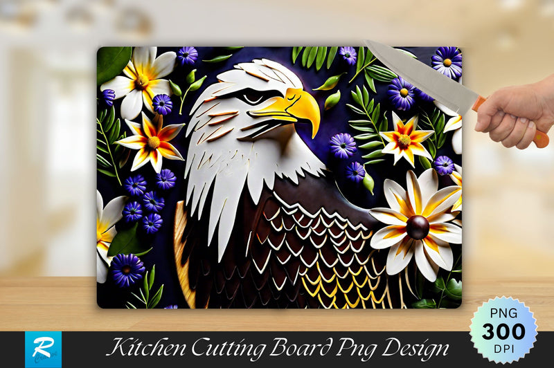 Eagle With Flowers Cutting Board Sublimation Regulrcrative 