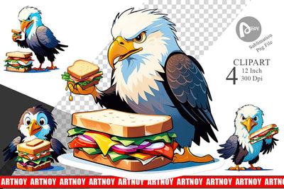 Eagle with Sandwich Clipart Sublimation artnoy 
