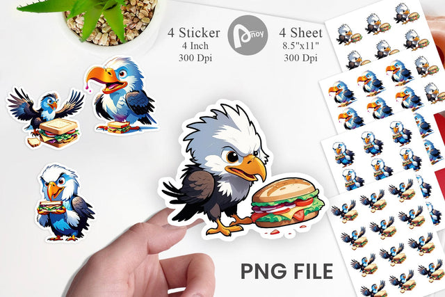 Eagle with Sandwich Sticker Sublimation artnoy 